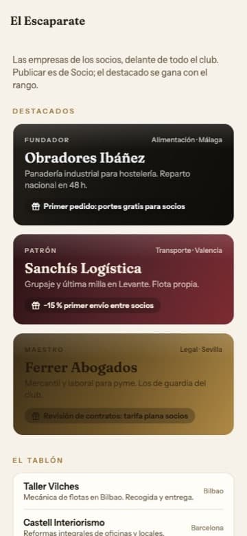 El escaparate de empresas del club